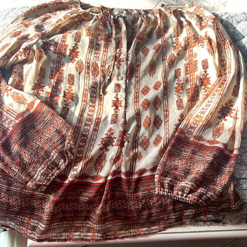 Lucky brand sheer long sleeve button up